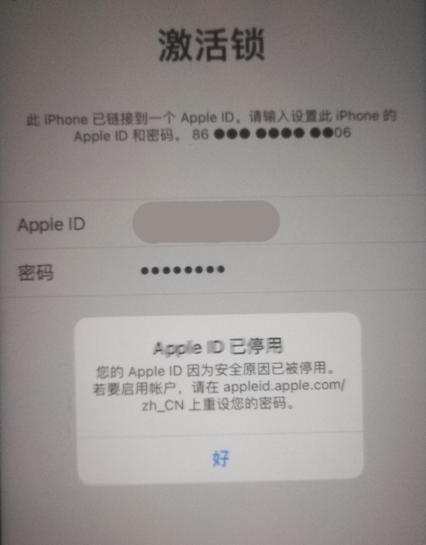 东莞苹果手机维修分享iPhone 12 出现提示“Apple ID 已停用”怎么办 
