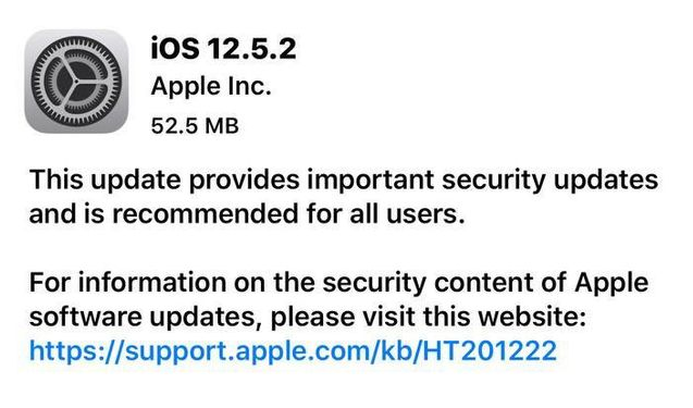 东莞苹果手机维修分享iOS12.5.2发布，建议所有老苹果用户安装 